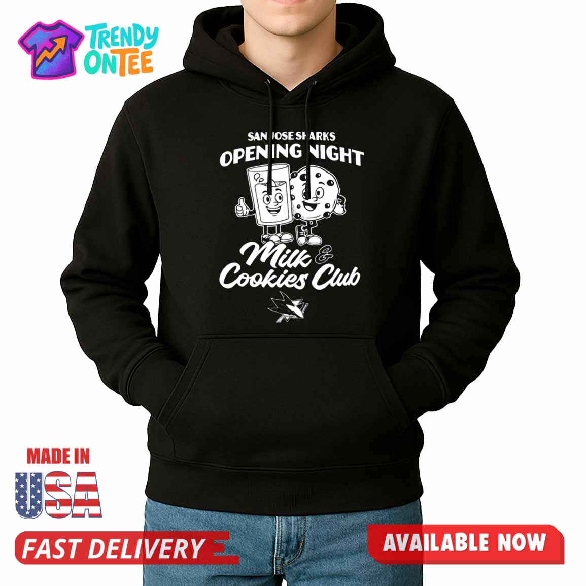San Jose Sharks Opening Night Milk & Cookies Club Shirt San Jose Sharks Opening Night Milk & Cookies Club Shirt