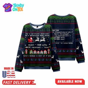 Santa’s Database Is Never Out of Sync Ugly Christmas Sweater