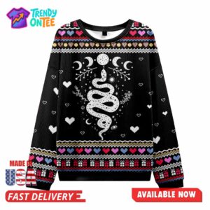 Snake And Moon Ugly Christmas Sweater