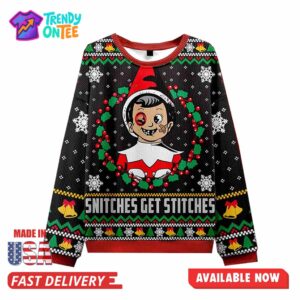 Snitches Get Stitches Vintage Christmas Ugly Sweater