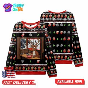 The Moose Eating Noodles Christmas Ugly Sweater
