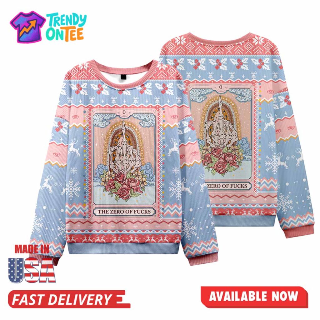 The Zero Of Fucks Tarot Ugly Christmas Sweater