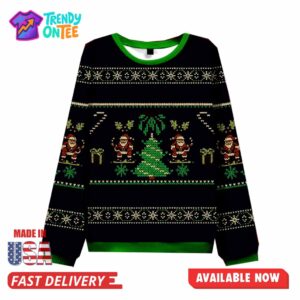 Christmas Sweater With Santas And Tree Ugly Sweater