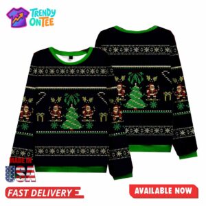 Christmas Sweater With Santas And Tree Ugly Sweater