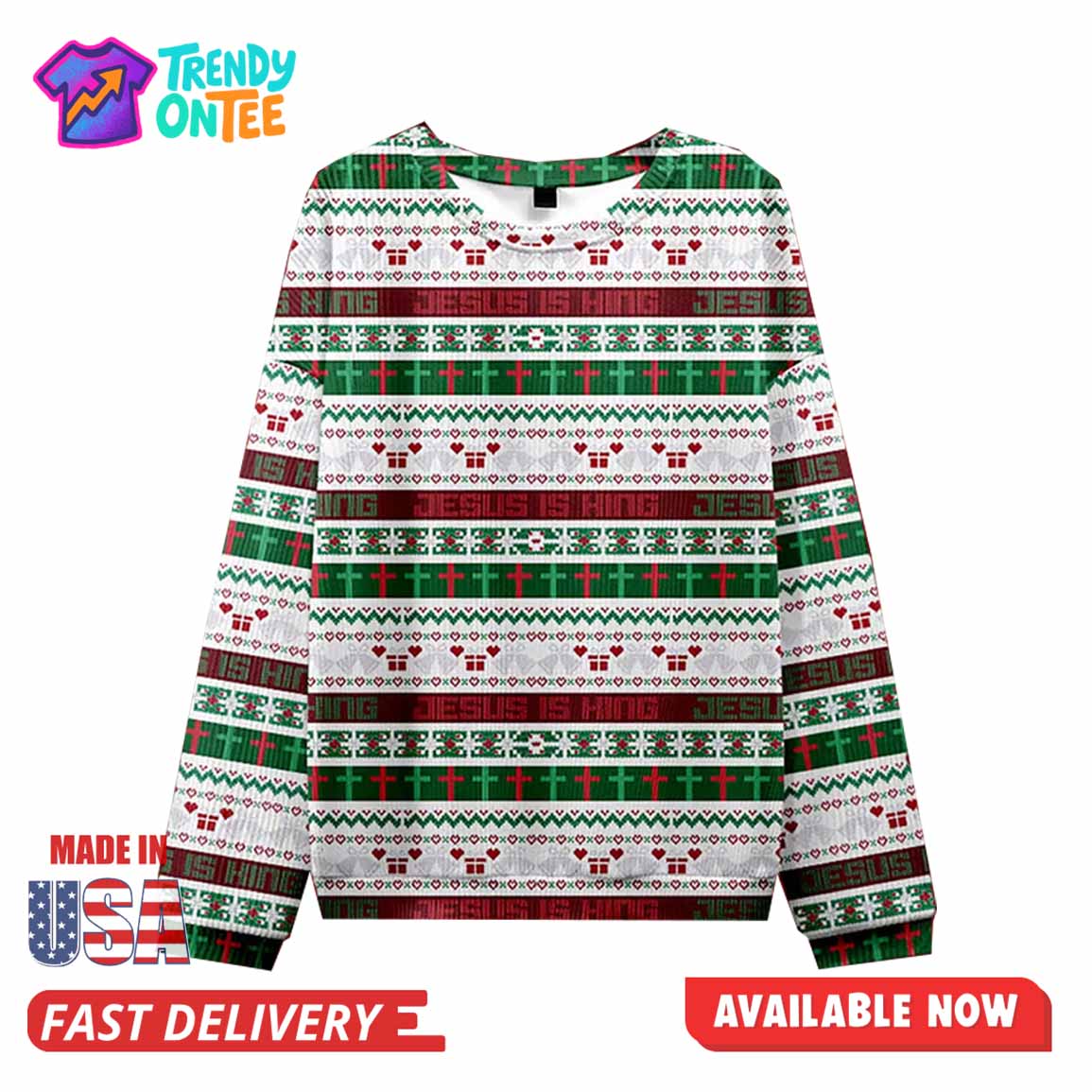 Jesus Is King Design Christian Christmas Ugly Sweater Jesus Is King Design Christian Christmas Ugly Sweater