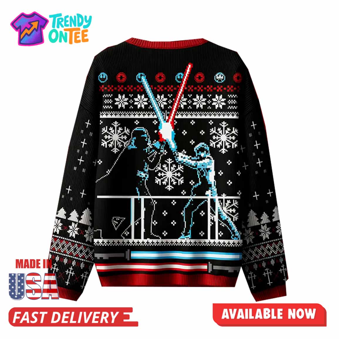 Lightsaber Duel In Christmas Pattern Ugly Sweater Lightsaber Duel In Christmas Pattern Ugly Sweater