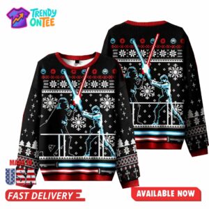 Lightsaber Duel In Christmas Pattern Ugly Sweater Lightsaber Duel In Christmas Pattern Ugly Sweater