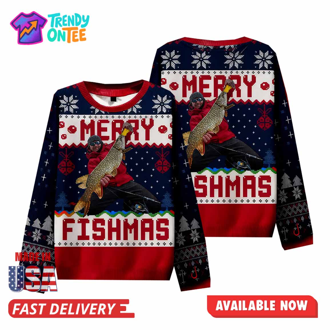 Merry Fishmas Christmas Ugly Sweater Merry Fishmas Christmas Ugly Sweater