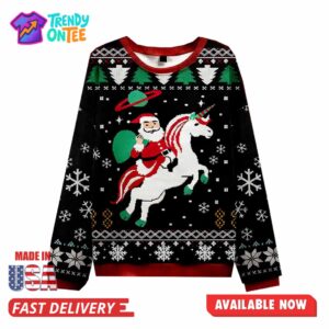 Santa Unicorn Christmas Ugly Sweater