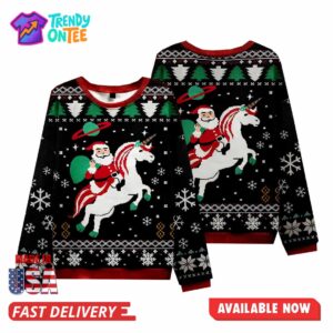 Santa Unicorn Christmas Ugly Sweater