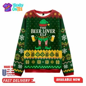 The Beer Lover Elf Christmas Ugly Sweater