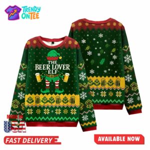 The Beer Lover Elf Christmas Ugly Sweater