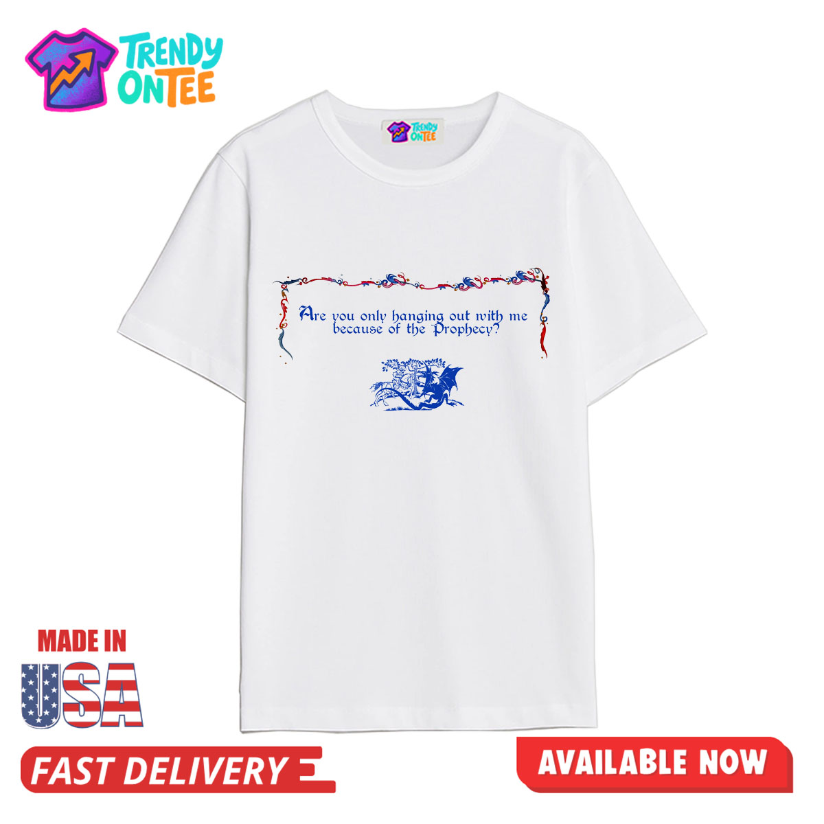 Embrace your destiny with the Are You Only Hanging Out With Me Because Of The Prophecy Shirt. Premium cotton with a witty, medieval-inspired design. Embrace your destiny with the Are You Only Hanging Out With Me Because Of The Prophecy Shirt. Premium cotton with a witty, medieval-inspired design.