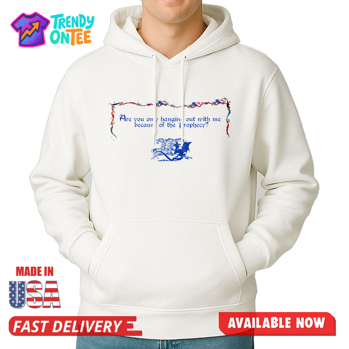 Embrace your destiny with the Are You Only Hanging Out With Me Because Of The Prophecy Shirt. Premium cotton with a witty, medieval-inspired design. Embrace your destiny with the Are You Only Hanging Out With Me Because Of The Prophecy Shirt. Premium cotton with a witty, medieval-inspired design.