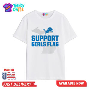 Detroit Lions Support Girls Flag Shirt