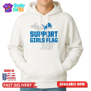 Detroit Lions Support Girls Flag Shirt