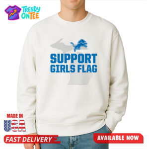 Detroit Lions Support Girls Flag Shirt