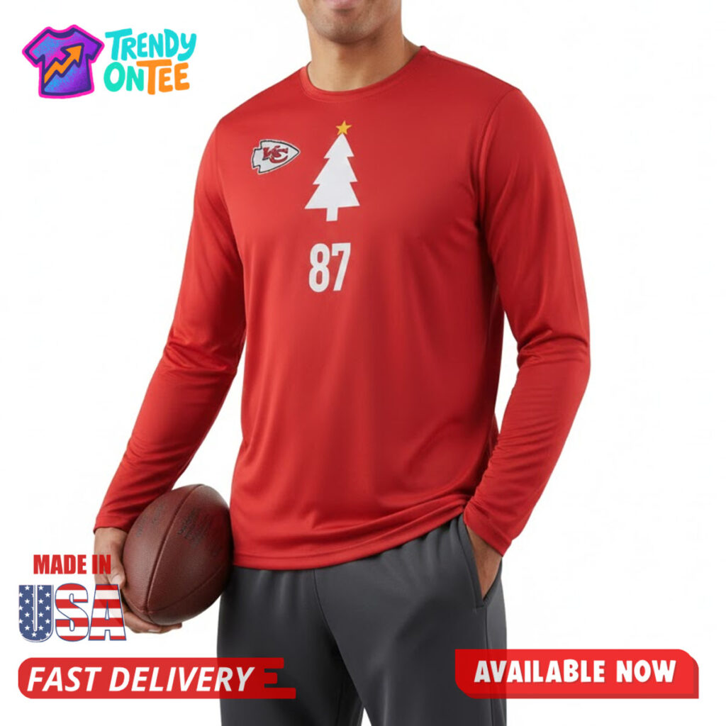 Travis Kelce Warm Up Christmas Tree Long Sleeve Shirt