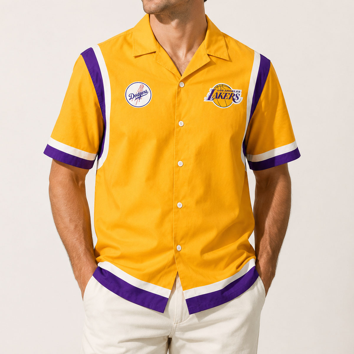 2026 LA Dodgers Lakers Night Button Up Shirt | TrendyOnTee